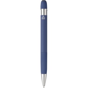 Recycled PU notebook (A5) and ballpen set Tarek, blue (Notebooks)