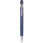 Recycled PU notebook (A5) and ballpen set Tarek, blue