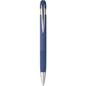Recycled PU notebook (A5) and ballpen set Tarek, blue