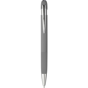Recycled PU notebook (A5) and ballpen set Tarek, grey (Notebooks)