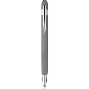 Recycled PU notebook (A5) and ballpen set Tarek, grey