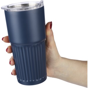 Recycled stainless steel drinking mug (500 ml) Kael, blue (Mugs)