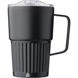 Recycled stainless steel travel mug (450 ml) Calo, black (Mugs)