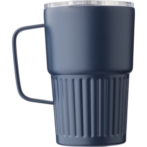 Recycled stainless steel travel mug (450 ml) Calo, blue (Mugs)