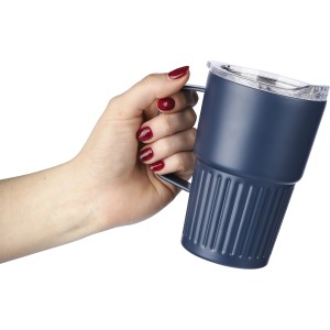 Recycled stainless steel travel mug (450 ml) Calo, blue (Mugs)