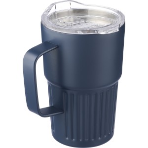 Recycled stainless steel travel mug (450 ml) Calo, blue (Mugs)