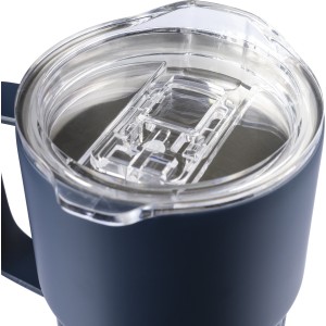 Recycled stainless steel travel mug (450 ml) Calo, blue (Mugs)