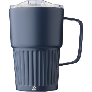 Recycled stainless steel travel mug (450 ml) Calo, blue (Mugs)