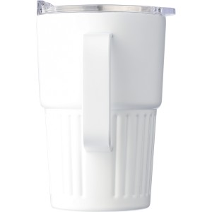 Recycled stainless steel travel mug (450 ml) Calo, white (Mugs)