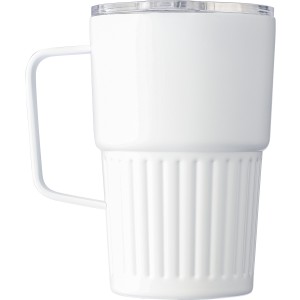 Recycled stainless steel travel mug (450 ml) Calo, white (Mugs)