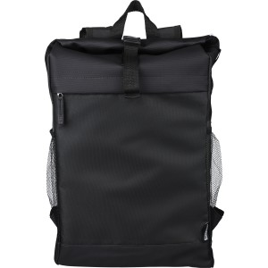 rPET polyester (600D) roll-top backpack Yani, black (Backpacks)