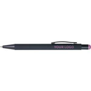 Rubberized ballpen, pink (Multi-colored, multi-functional pen)