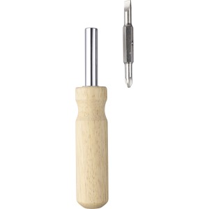 Rubberwood screwdriver set Leni, brown (Tools)