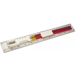 PS ruler with pencil Pascale, white (Office desk equipment)