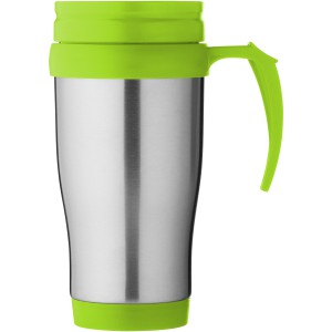 Sanibel 400 ml insulated mug, Silver,Lime green (Mugs)