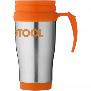 Sanibel 400 ml insulated mug, Silver,Orange (Mugs)