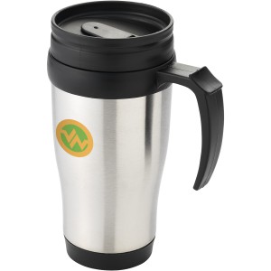 Sanibel 400 ml insulated mug, Silver, solid black (Mugs)