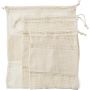 Set of three reusasable cotton mesh produce bags Adele, khak