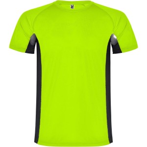 Shanghai short sleeve kids sports t-shirt, Fluor Green, Solid black (T-shirt, mixed fiber, synthetic)