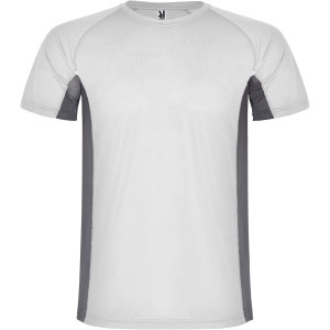 Shanghai short sleeve kids sports t-shirt, White, Dark Lead (T-shirt, mixed fiber, synthetic)