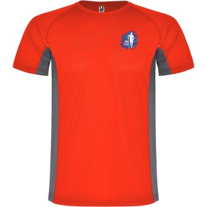 Shanghai short sleeve men's sports t-shirt, Red, Dark Lead (T-shirt, mixed fiber, synthetic)