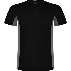 Shanghai short sleeve men's sports t-shirt, Solid black, Dark Lead (T-shirt, mixed fiber, synthetic)