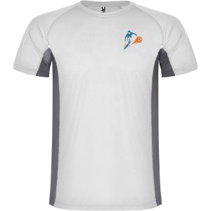 Shanghai short sleeve men's sports t-shirt, White, Dark Lead (T-shirt, mixed fiber, synthetic)