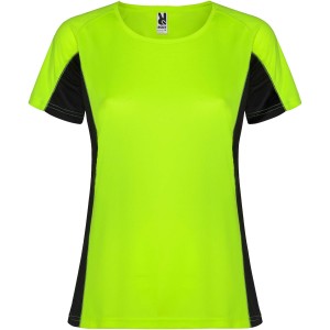 Shanghai short sleeve women's sports t-shirt, Fluor Green, Black