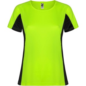 Shanghai short sleeve women's sports t-shirt, Fluor Green, Solid black (T-shirt, mixed fiber, synthetic)