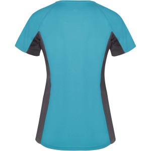Shanghai short sleeve women's sports t-shirt, Turquois, Dark Lead (T-shirt, mixed fiber, synthetic)