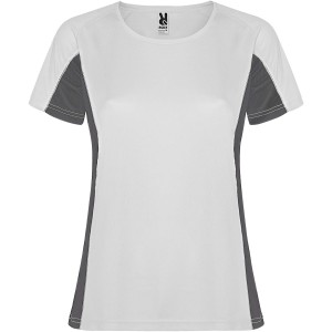 Shanghai short sleeve women's sports t-shirt, White, Dark Lead (T-shirt, mixed fiber, synthetic)