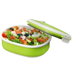 Spiga 750 ml microwave safe lunch box, Lime,White (Plastic kitchen equipments)