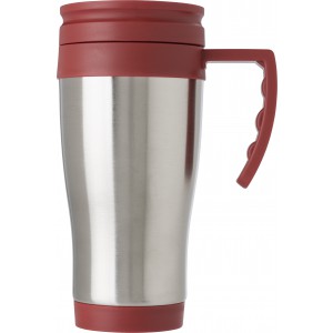 Stainless steel travel mug (420ml), red (Mugs)