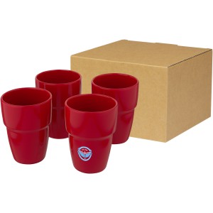 Staki 4-piece 280 ml stackable mug gift set, Red (Glasses)