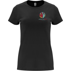 Capri short sleeve women's t-shirt, Solid black (T-shirt, 90-100% cotton)