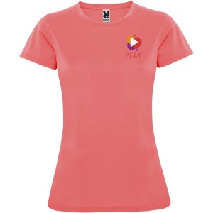 Montecarlo short sleeve women's sports t-shirt, Fluor Coral (T-shirt, mixed fiber, synthetic)