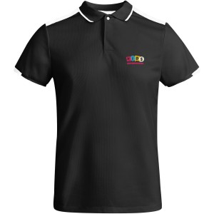 Tamil short sleeve kids sports polo, Solid black, White (T-shirt, mixed fiber, synthetic)