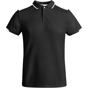 Tamil short sleeve kids sports polo, Solid black, White (T-shirt, mixed fiber, synthetic)