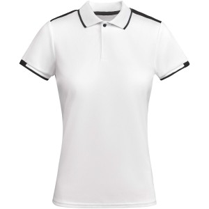 Tamil short sleeve women's sports polo, White, Solid black (T-shirt, mixed fiber, synthetic)