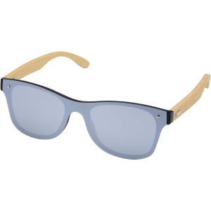 Tan sunglasses with bamboo temples, Silver (Sunglasses)