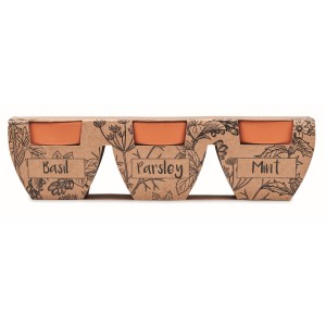 Terracotta 3 herb pot set (Gardening)
