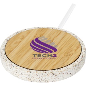 Terrazzo 10W wireless bamboo charging pad, Natural (Powerbanks)