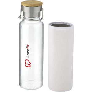 Thor 660 ml glass bottle with neoprene sleeve, White (Water bottles)