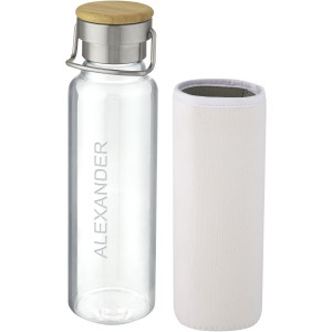 Thor 660 ml glass bottle with neoprene sleeve, White (Water bottles)