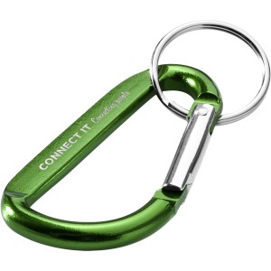 Timor recycled aluminium carabiner keychain, Green (Keychains)