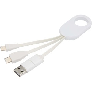 Troop 4-in-1 recycled plastic charging cable, White (Eletronics cables, adapters)