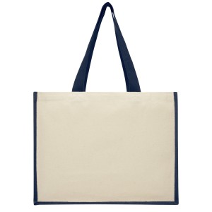 Varai 320 g/m2 canvas and jute shopping tote bag, Navy (Shopping bags)