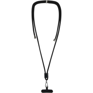 Vega adjustable recycled smartphone lanyard, Black