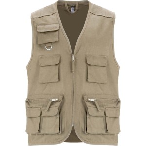 Venera 200 g/m2 v-neck multi-pocket workwear vest, Dark Sand
