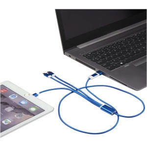 Versatile 5-1 recycled aluminium charging cable, Royal blue (Eletronics cables, adapters)